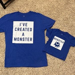 LIKE NEW* matching adult & toddler “I’ve Created A Monster” & Monster t-shirts